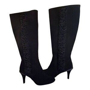 NWOT Kenneth Cole Tall Black Suede Boots-Size 8